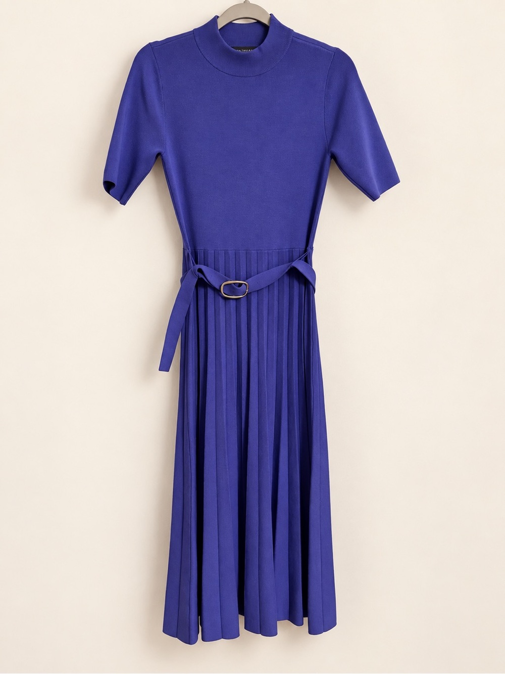 Ann Taylor Pleated Knit Midi Dress Belted XS